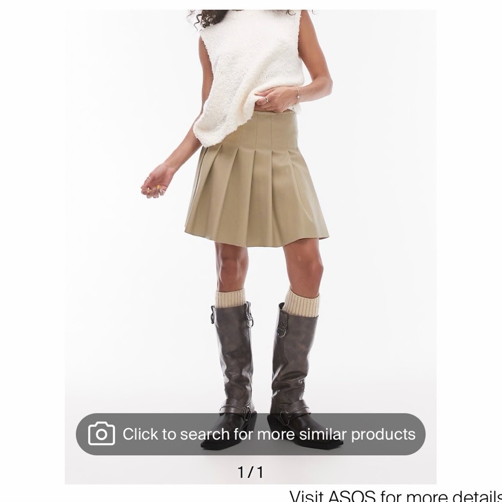 ASOS Tan Pleated Mini Skirt